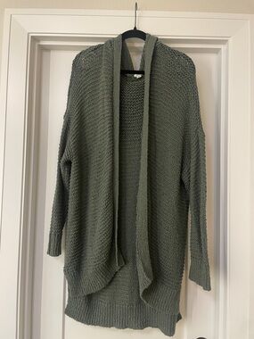 Open-Front Knit Cardigan Sweater - Olive Green
